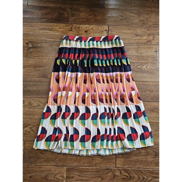 J.CREW Dresses & Skirts - J. Crew 365 Pleated Midi Skirt Size 6 Art Deco Print Lined Back Zip Career Party